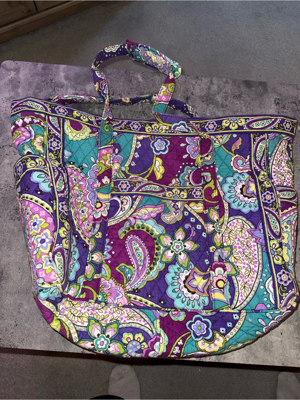 EUC Vera Bradley Heather Purple Paisley Tote - Picture 6 of 10